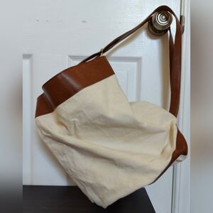 White and Brown Bucket Bag